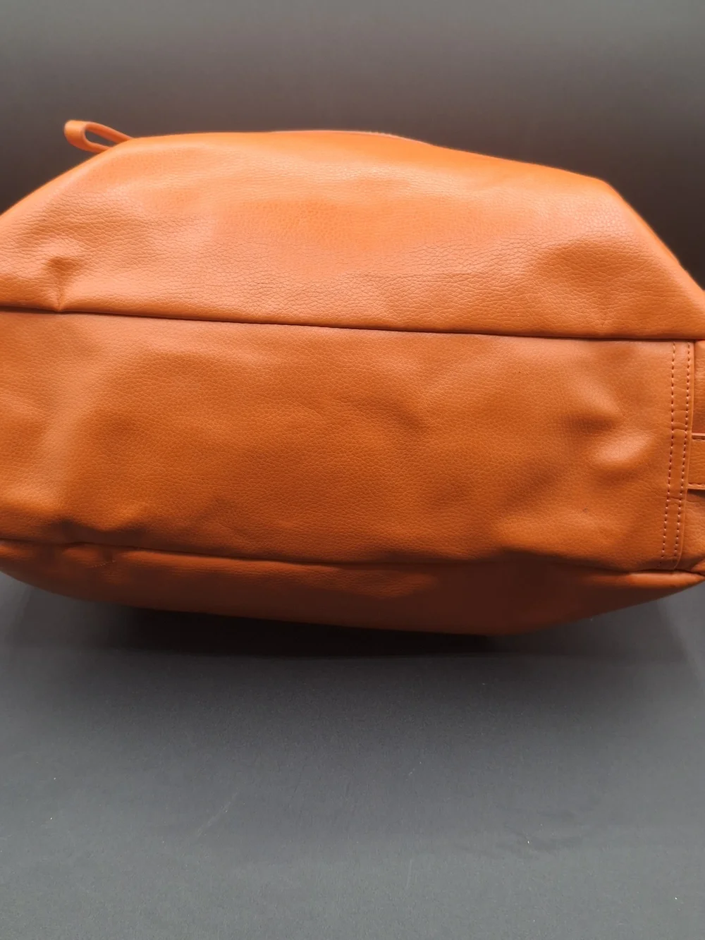 Women's Orange Leather Tote Bag with Ring-Link Accent